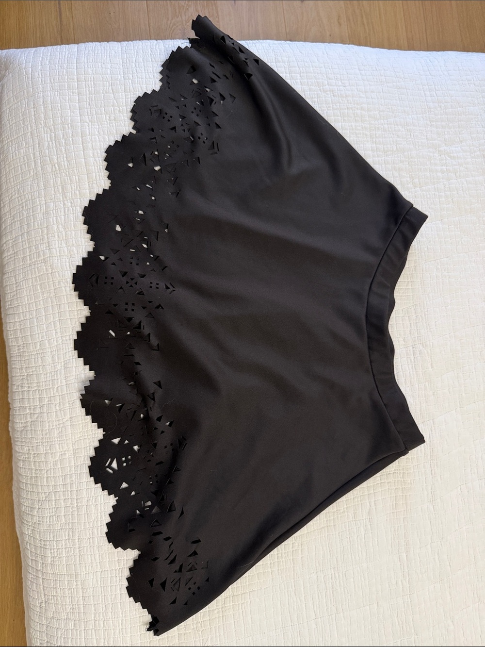 Black Laser-Cut Trim Mini Skirt